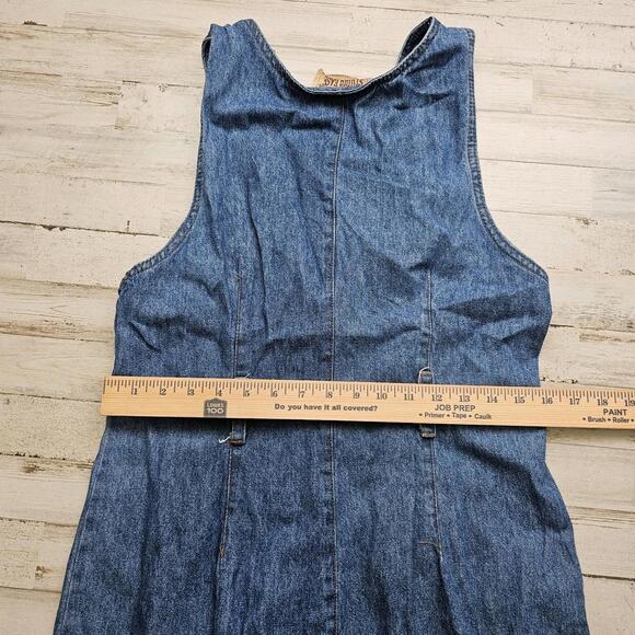 Studio Ease Women Blue Denim Maxi Dress Size 12 Belt Loops (no belt) - Picture 5 of 6